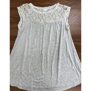 Emerald Brand Size‎ Medium Lace Sheer Top Gray